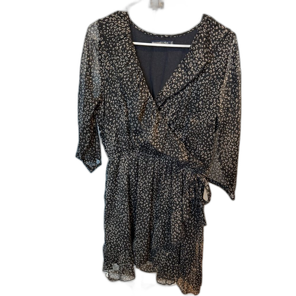 Abercrombie & Fitch Black and Gray Patterned Long Sleeve Romper Size L